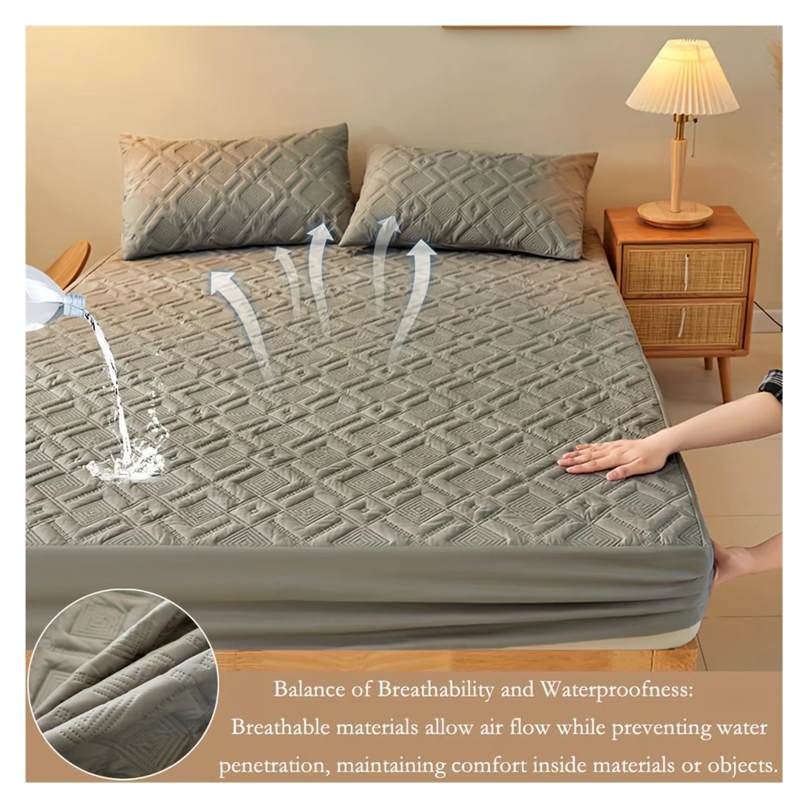 1 protège-Matelas matelassé épais et imperméable, antidérapant Anti-poussière, Drap-Housse pour Les Chambres et Les hôtels(White,180x200x30cm)