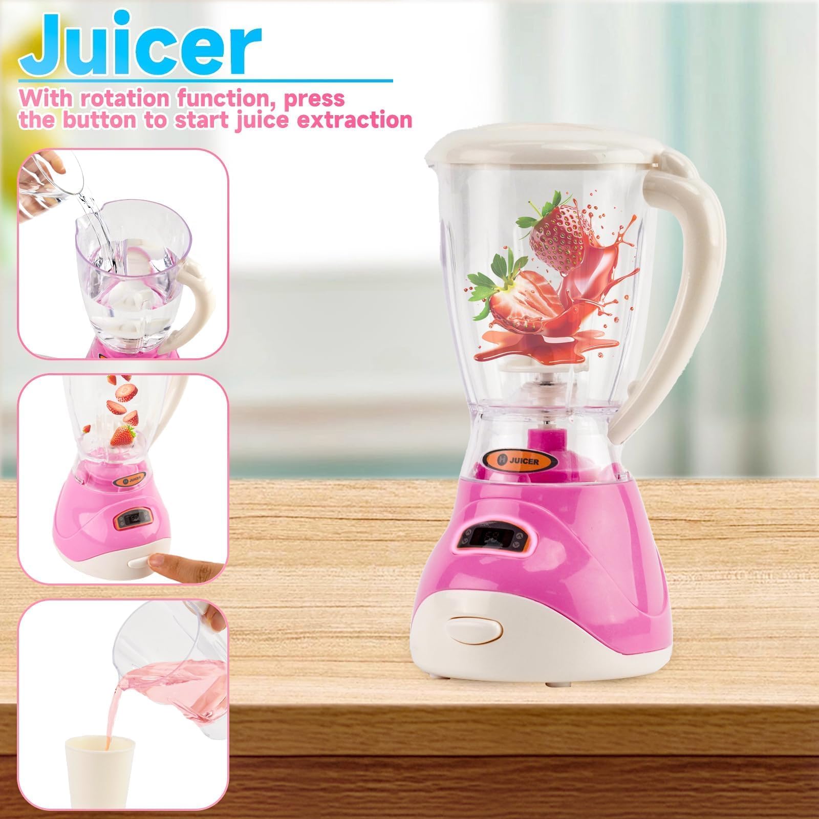 Juguetes de Cocina para Niños,con Tostadora Cafetera Batidora Exprimidor,Incluye Luces y Música,Juego de Desayuno Juguete para Juegos de rol,Apto para Niños y Niñas a Partir de 3 Años