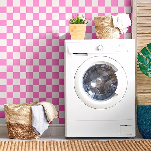 Miniatura 6 de Drydiet Papel tapiz retro de tablero de ajedrez para despegar y pegar, papel tapiz de verano a cuadros, extraíble, decoración decorativa a cuadros