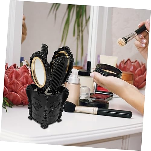 Miniatura 2 de Juego de 5 peines para espejo de vanidad, peine de dientes anchos, soporte para peine para el cabello, limpiador de cepillo antiguo, peine y espejo