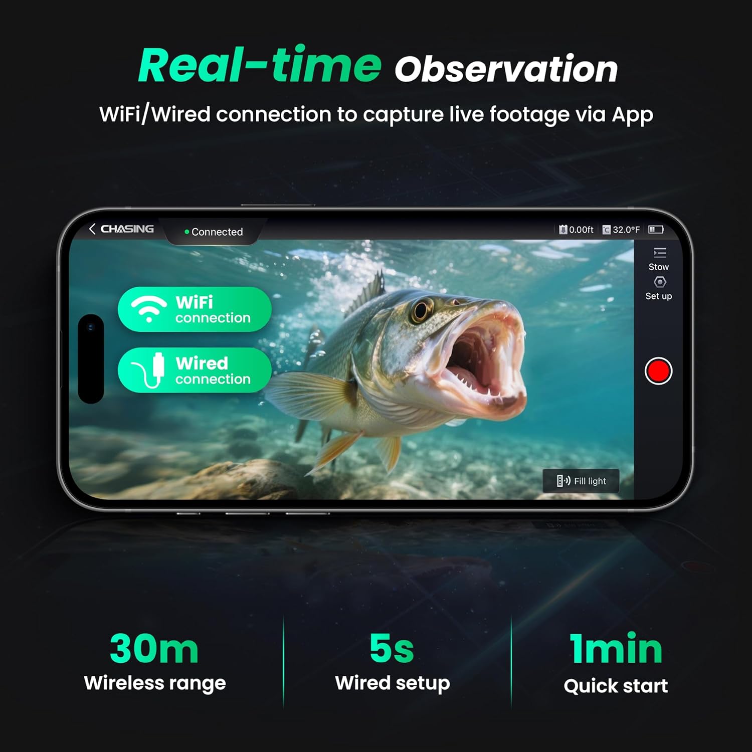 【2026 Upgrade Version】 Canfish CF1 Underwater Fishing Camera,1080P Full HD Portable Video Fish Finder,APP Remote Control Real-time Observation,Fish Coming Reminder Fishing Camera