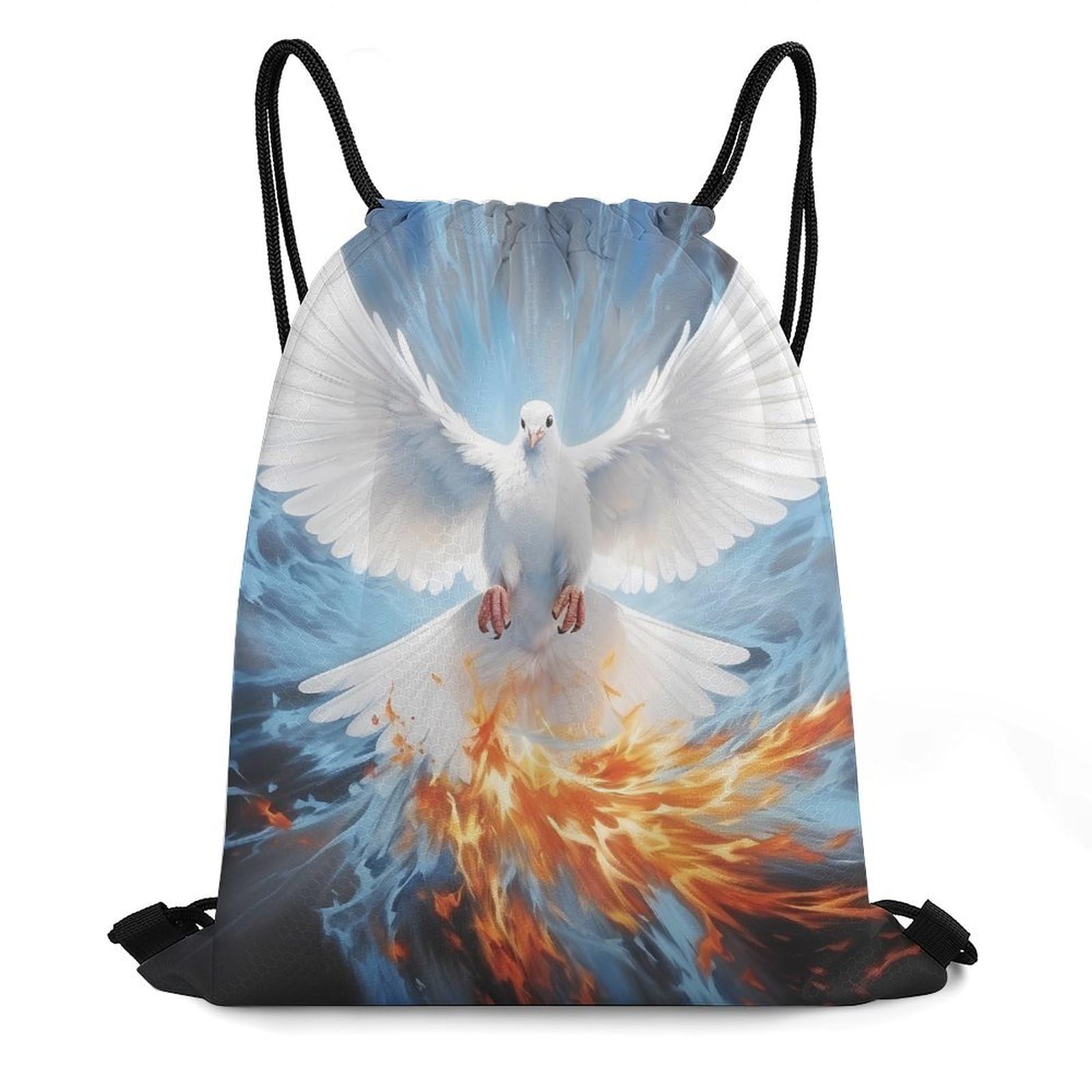 White Holy Spirit Dove Drawstring Backpack Durable Sport Gym Bags Daypack for Men Women 35 * 42cm