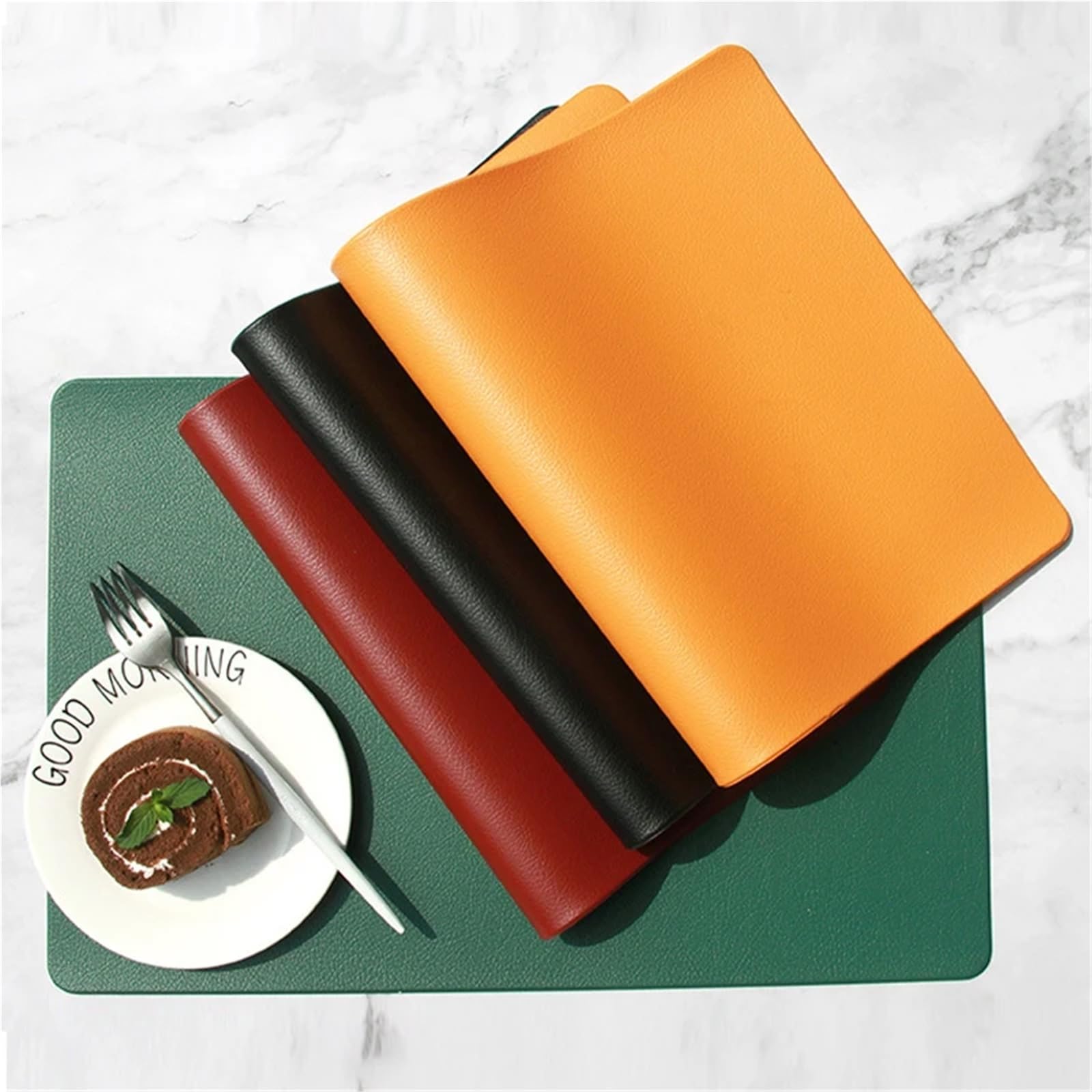 Napperon en Cuir PVC, Tapis de Table Cuisine, 4 pièces pour Table