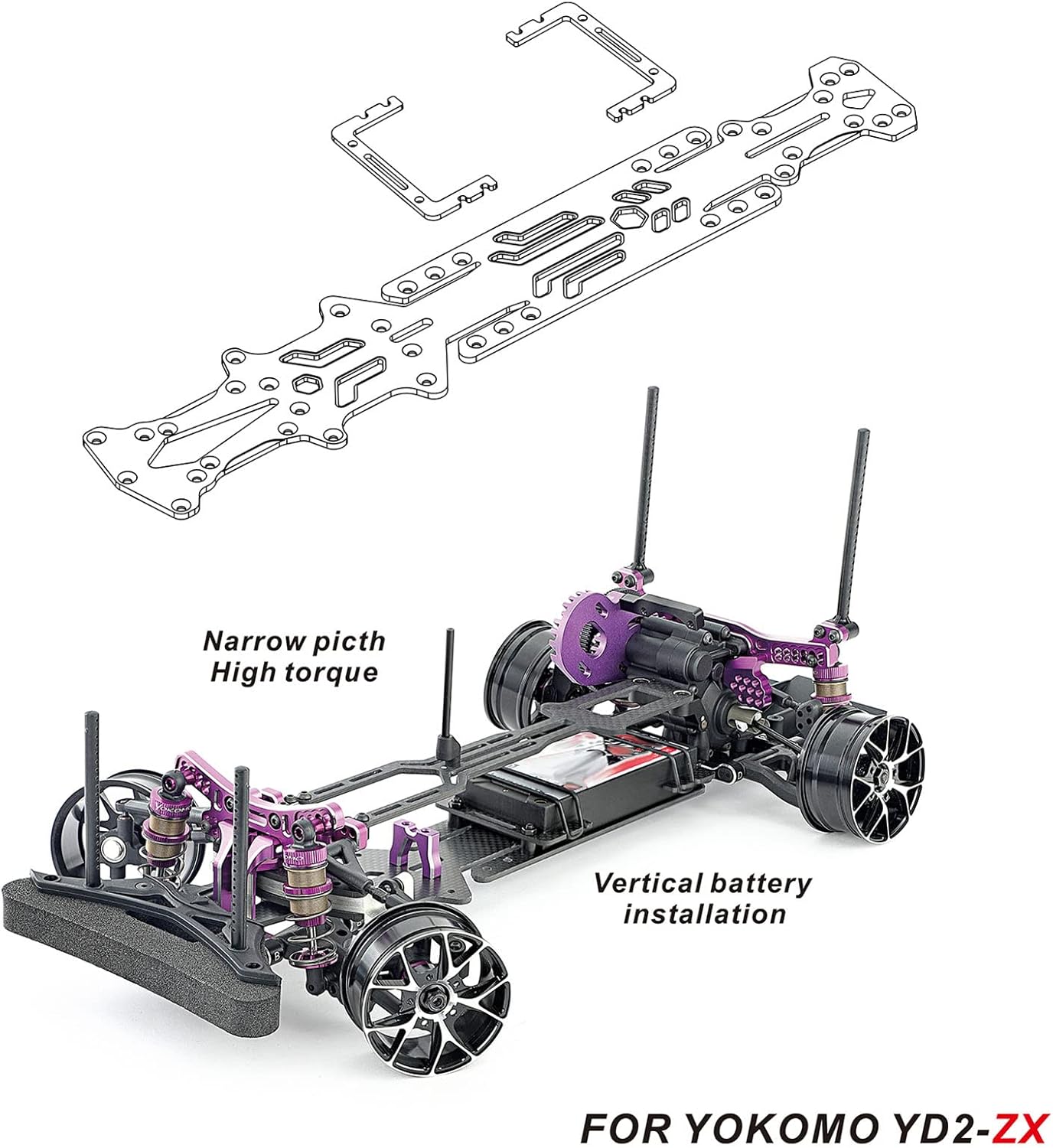RCシャーシプレートキットカーボンファイバーバッテリーマウントネジ