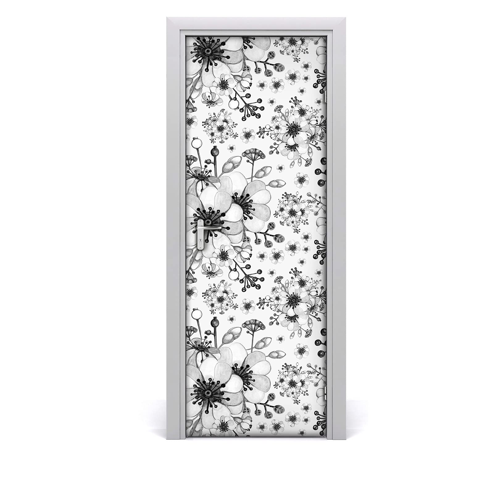 Rénover une porte abîmée avec l'autocollant de porte fleurs 77x200
