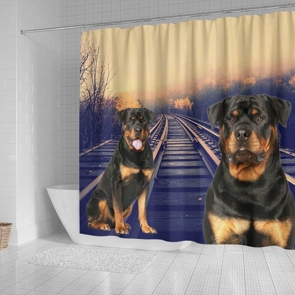 Cute Rottweiler Dog Print Shower Curtains