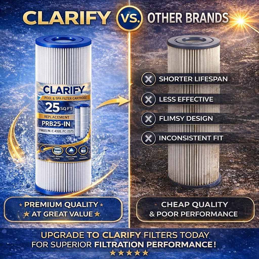 PRB25-IN Hot Tub Filter Replacement for C-4326, FC-2375, 303909 – 25 Sq Ft Spa Filter Cartridge Compatible with Pleatco PRB25-IN, Unicel C-4326, Filbur FC-2375, 5" x 13-5/16", 2-1/8" Open Top & Bottom