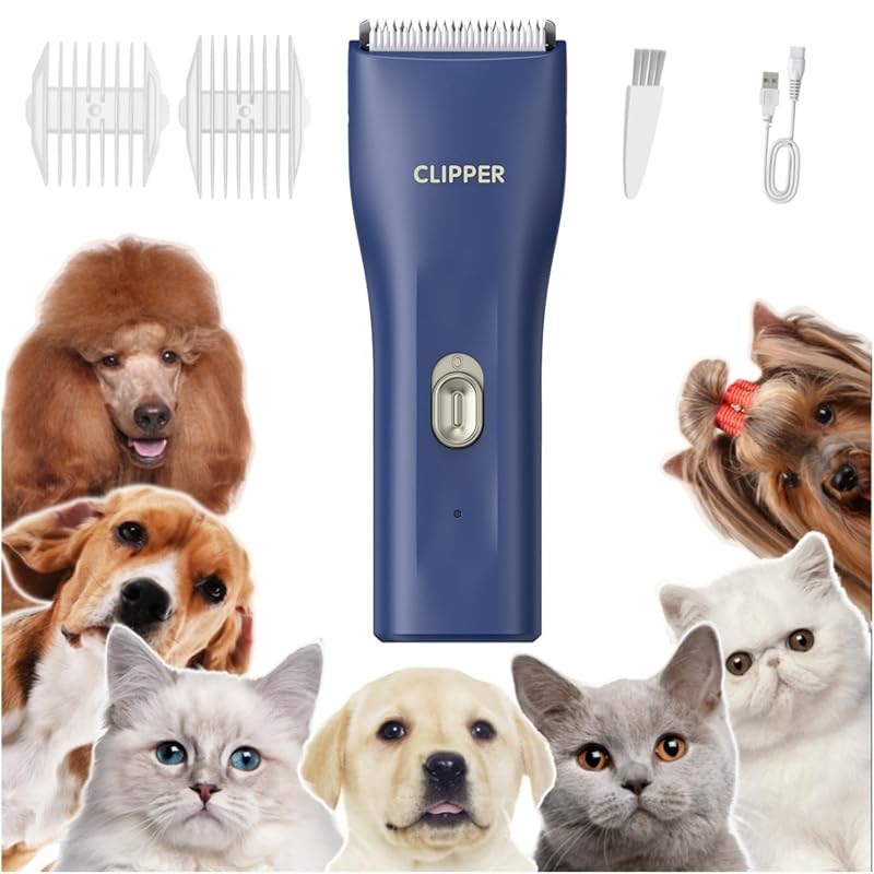 Máquina de Tosa para Cães e Gatos Tileon com Lâmina Cerâmica, Recarregável via USB, Lavável 006_Blue, 1 unidade