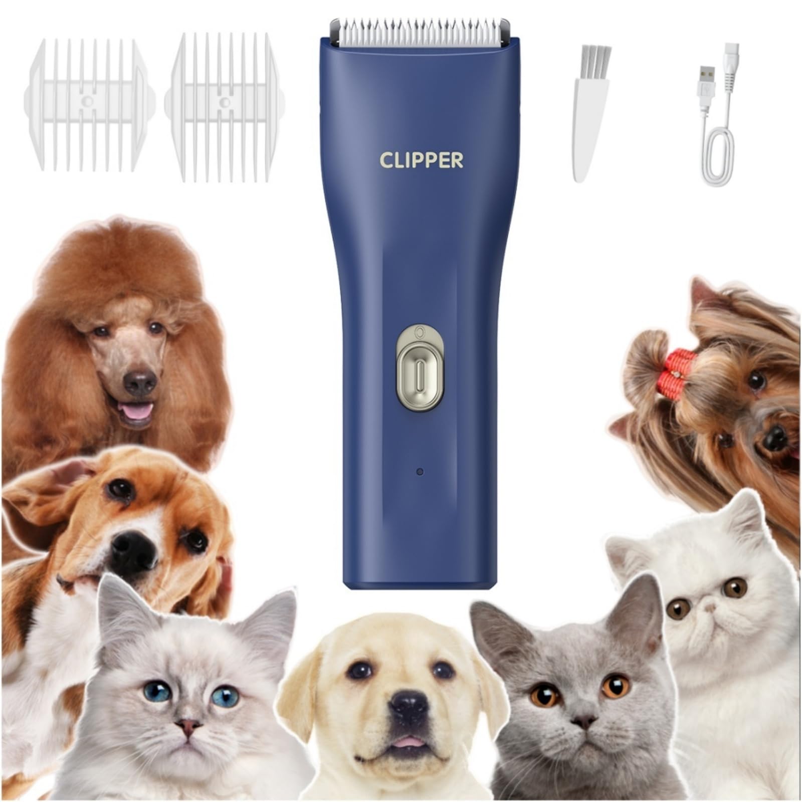 Tileon Dog Clippers,Quiet Washable USB Rechargeable Cordless Dog Grooming Kit,Electric Pets Hair Trimmers Shaver Shears for Dogs and Cats