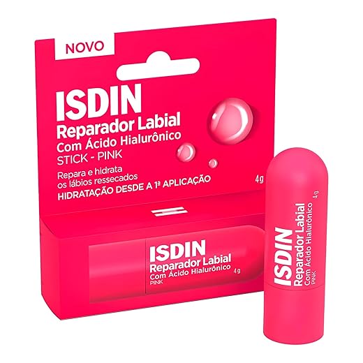 Isdin Reparador Labial Stick Pink com Ácido Hialurônico 4g - Rosa - Hidrata, Nutre e Protege