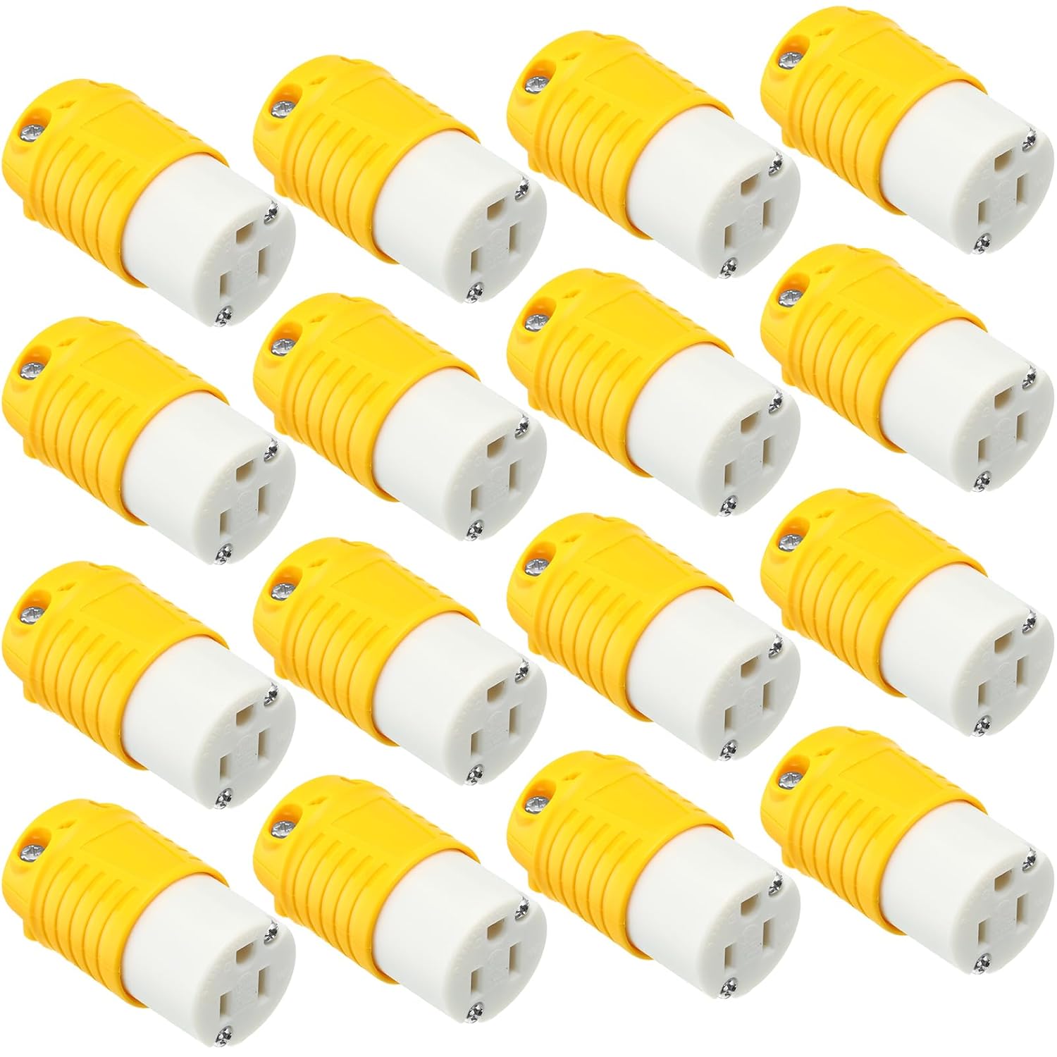 Sherr 24 Pcs Extension Cord Ends 15A 125V 2 Pole 3 Wire Heavy Duty Replacement Male Plug Female Connector Set 5-15P 5-15R Straight Blade Plug Grounding Type/ETL Listed (Male,Female)