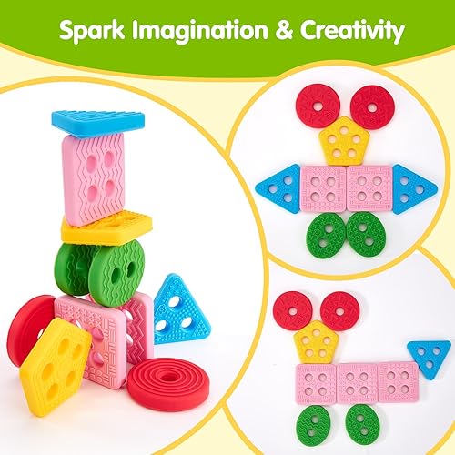 Miniatura 7 de hahaland Juguetes para niños pequeños de 1 a 2 años  Juguetes Montessori apilables con forma de silicona suave y texturizada para niños de 1 a 3