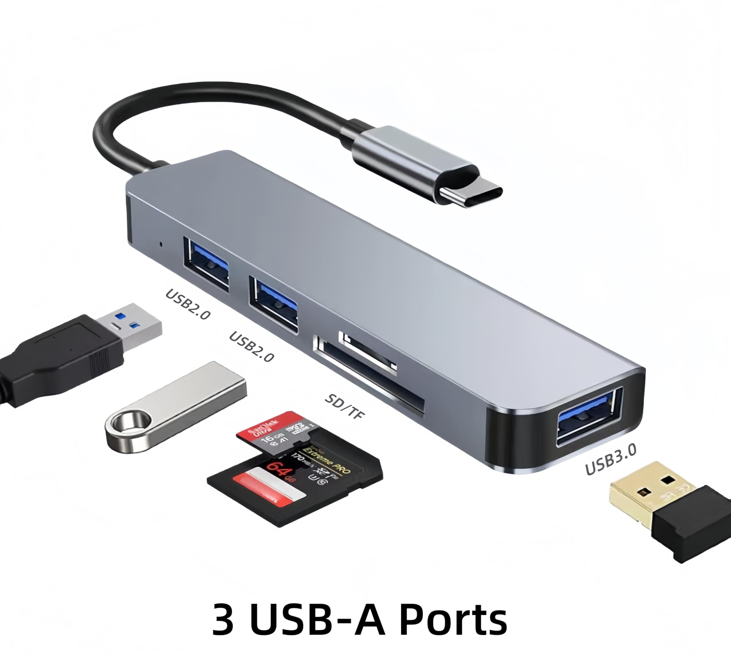 Mac mini 用　USB-C Hub Hub USB para Mac mini M4, M4 Pro e iMac 2024, 3 portas USB A com