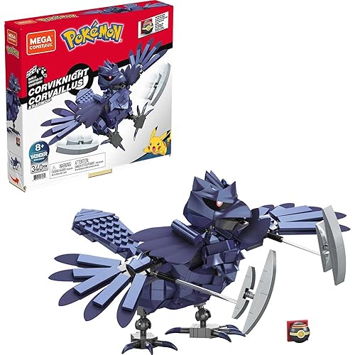 MEGA Corviknight Building Set With 340 Compatible Bricks and Pieces and Poké Ball, Toy Gift Set