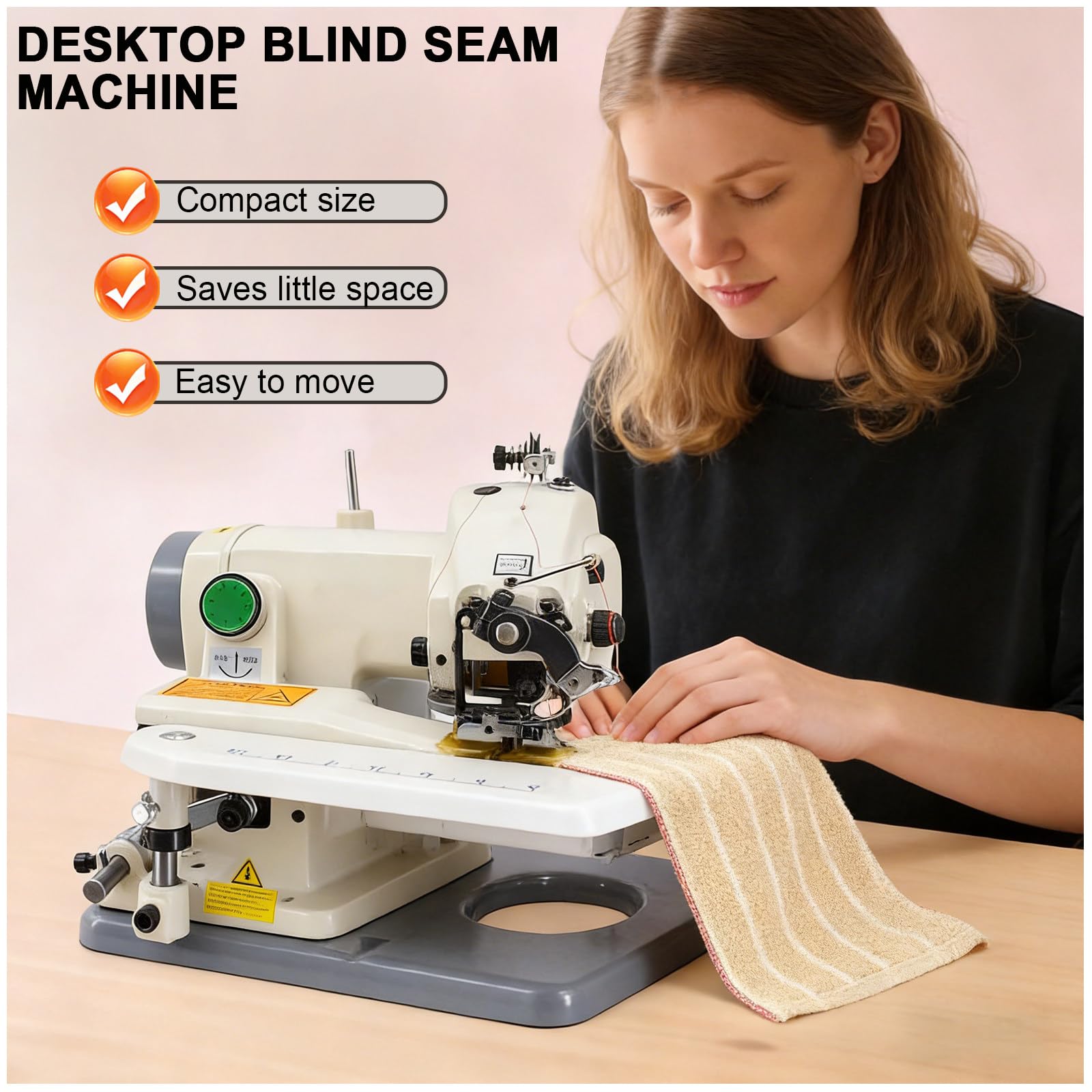 Máquina de Coser portátil de Punto Invisible, 1250 Puntadas por Minuto, dobladilladora Invisible con función de Puntada saltada, máquina de Coser eléctrica para Tiendas de arreglos/hogar.