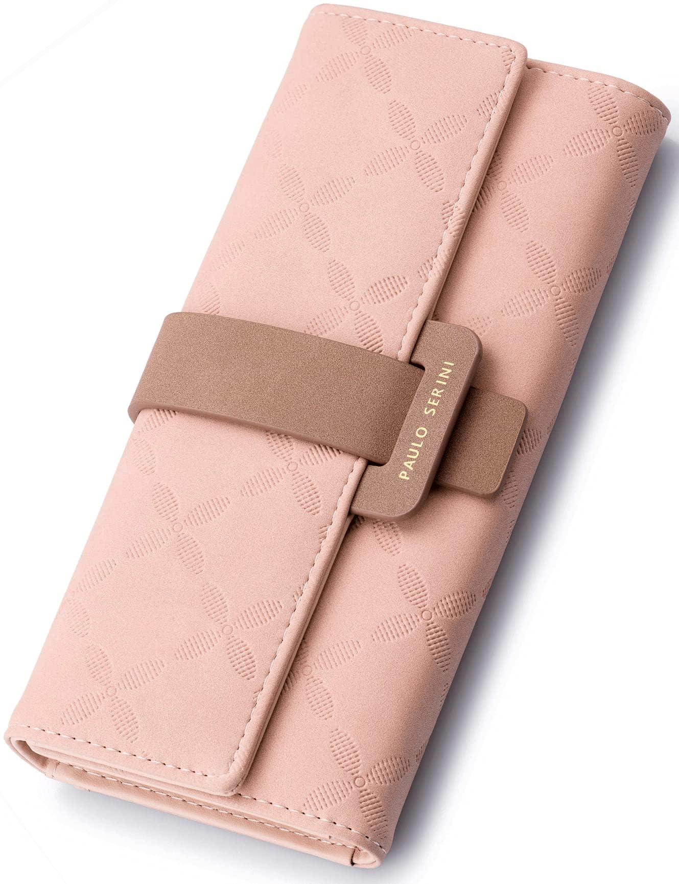PAULO SERINIWomen's Large Purse with 9 Card Slots and Photo Window, Elegant Wallet Made of Soft 100% Vegan Leather with Coin Compartment