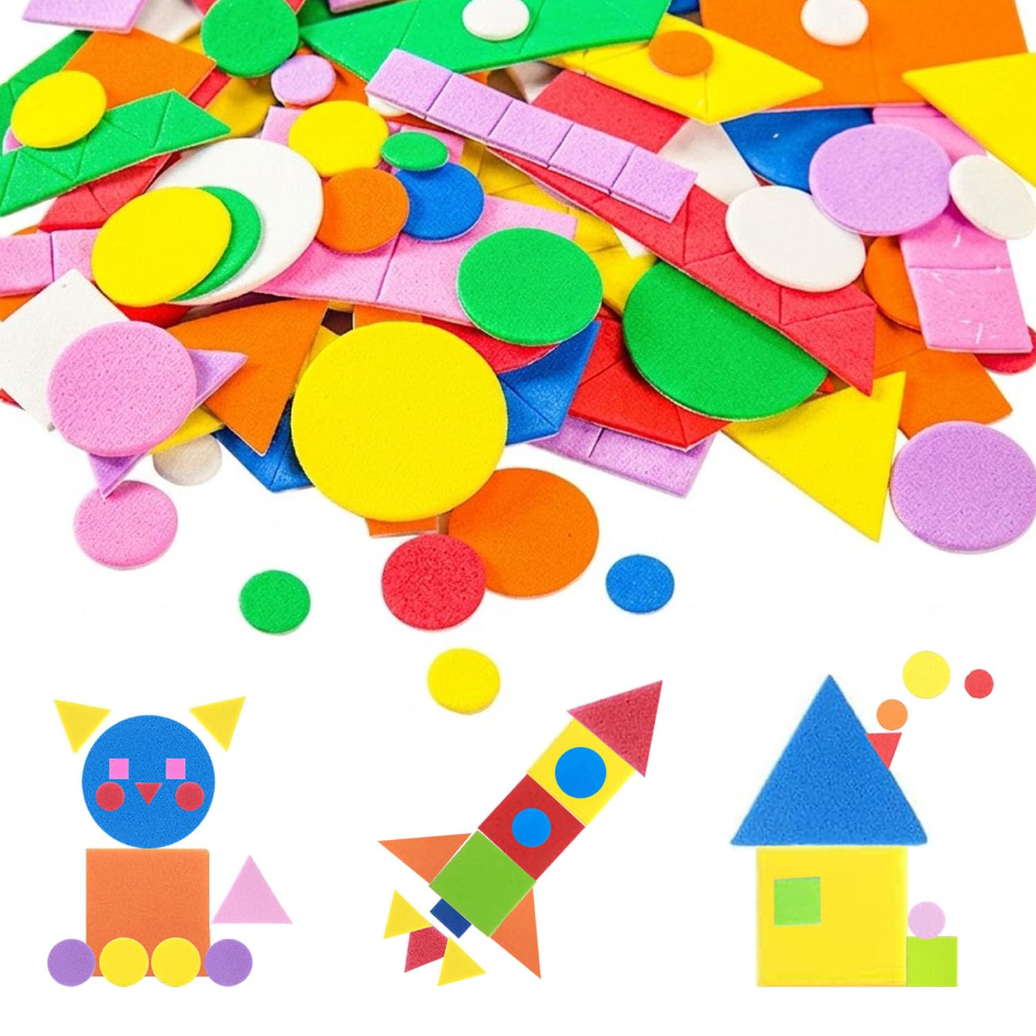 980PCS Colorful Foam Stickers, EVA Multi-Sized Shape Stickers