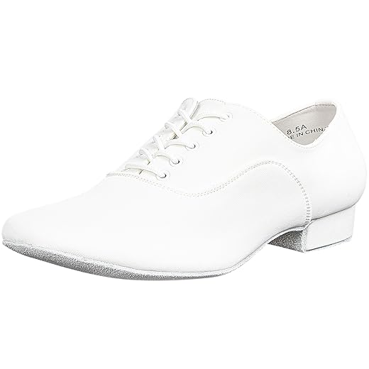 Linodes Sapatos Oxford Respiráveis para Dança Latina Masculina, Sola de Couro de 2,5 Cm, para Salão de Baile, Salsa, Tango, Valsa - Branco - Tamanho 13M