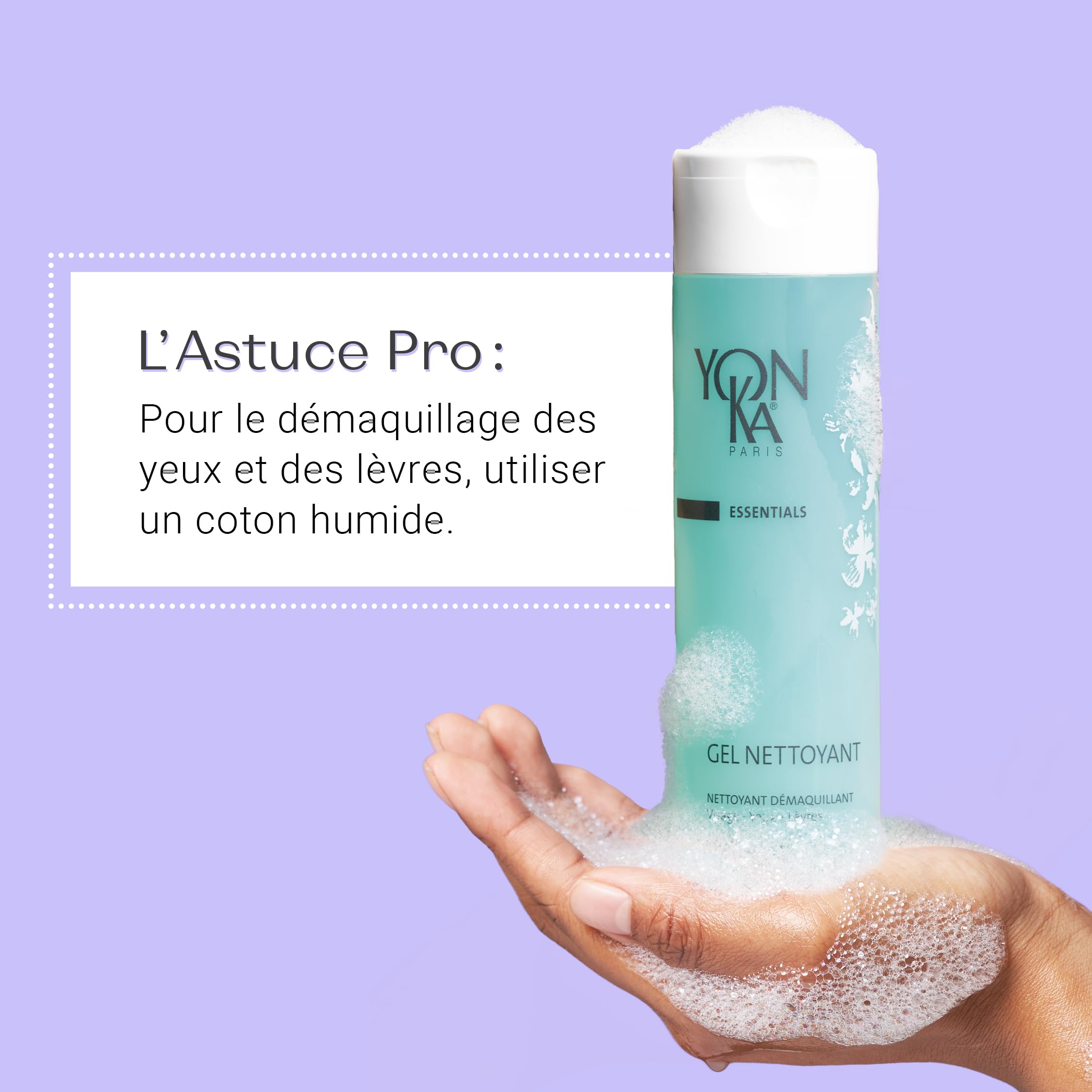 Gel Nettoyant Moussant Yonka 200ml - Visage, Yeux & Lèvres - Démaquille, Nettoie et Purifie - Tous Types de Peaux, Idéal pour les Peaux Mixtes à Grasses - Mousse Fine - 94% d'Ingrédients Naturels