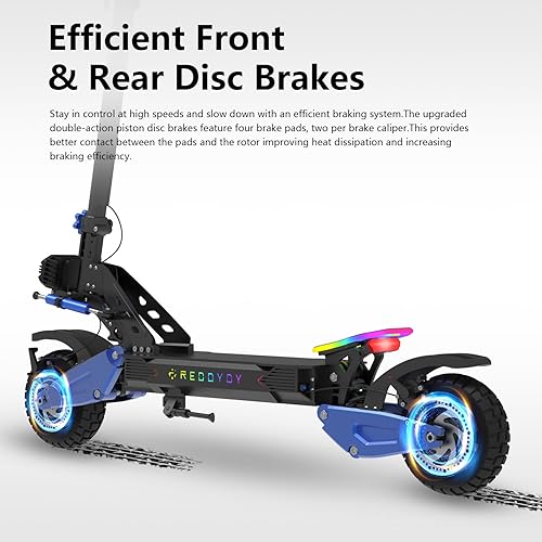 Miniatura 8 de RD2 Scooter eléctrico todoterreno de doble motor para adultos, 50 MPH, rango de 55 millas, pico de 5000 W, neumáticos de 10.5 pulgadas, certificado