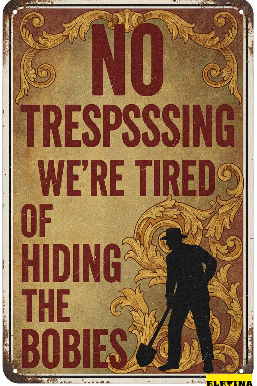 Personalized Sign for Man Cave No Trespassing Tired Hiding Bodies Metal 8x12in Dark Humor Plaque Property Wall Decor Gift Private Decorative