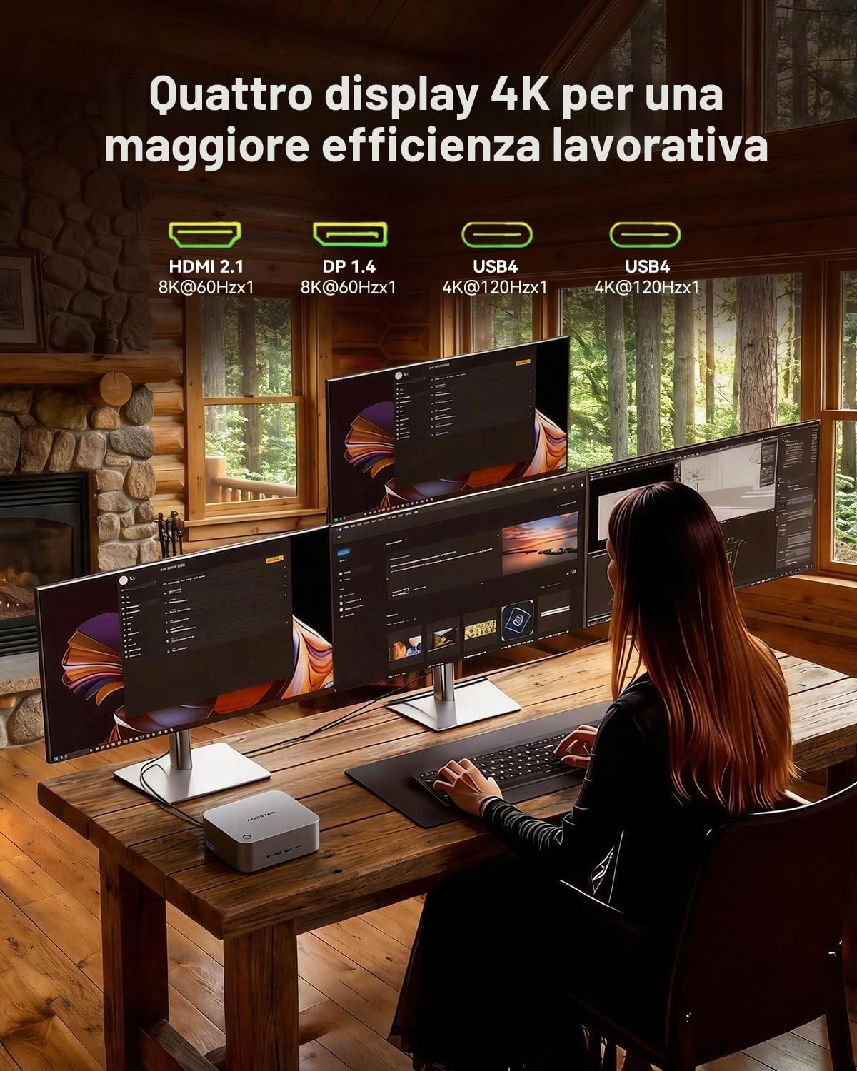 AOOSTAR MACO Mini PC con AMD R7 PRO 6850H (8C/16T fino a 4,7GHz) 24GB LPDDR5 RAM + 1TB PCIe4.0 SSD, OCuLink/2xUSB4/2x2,5G LAN/Impronta digitale, W11 Pro, Mini Computer per Gaming e Ufficio