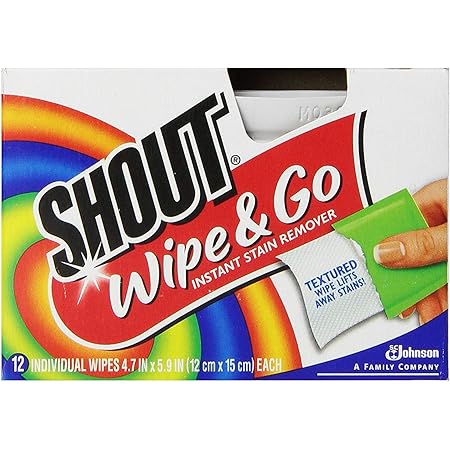 Shout Wipe and Go - Portable Stain Treater Towelettes, 12 Count Each