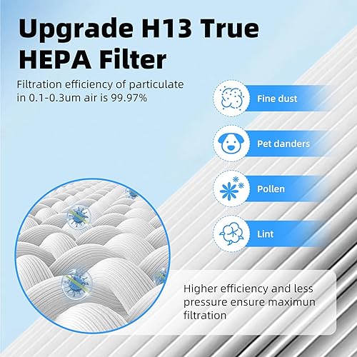 Miniatura 5 de Vital 100 - Filtro purificador compatible con LEV-OIT Air Pur-ifier Vital 100-RF repuesto con carbón activado de alta eficiencia True HEPA  1 paquete