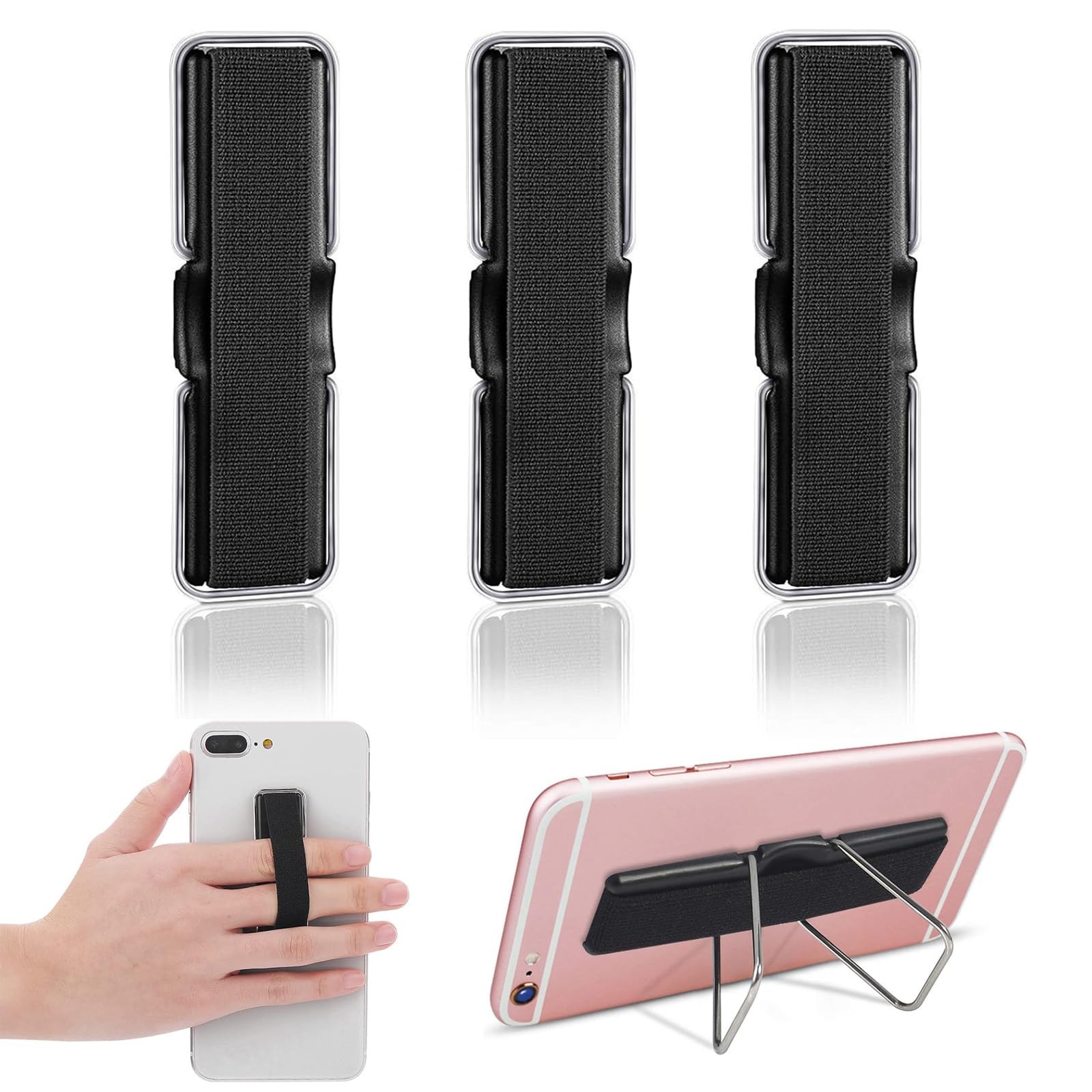 SURALIN Set di 3 Impugnature per Smartphone, Impugnature Autoadesive per Telefono con Supporti Elastici per Adattarsi A Tutti I Telefoni Cellulari