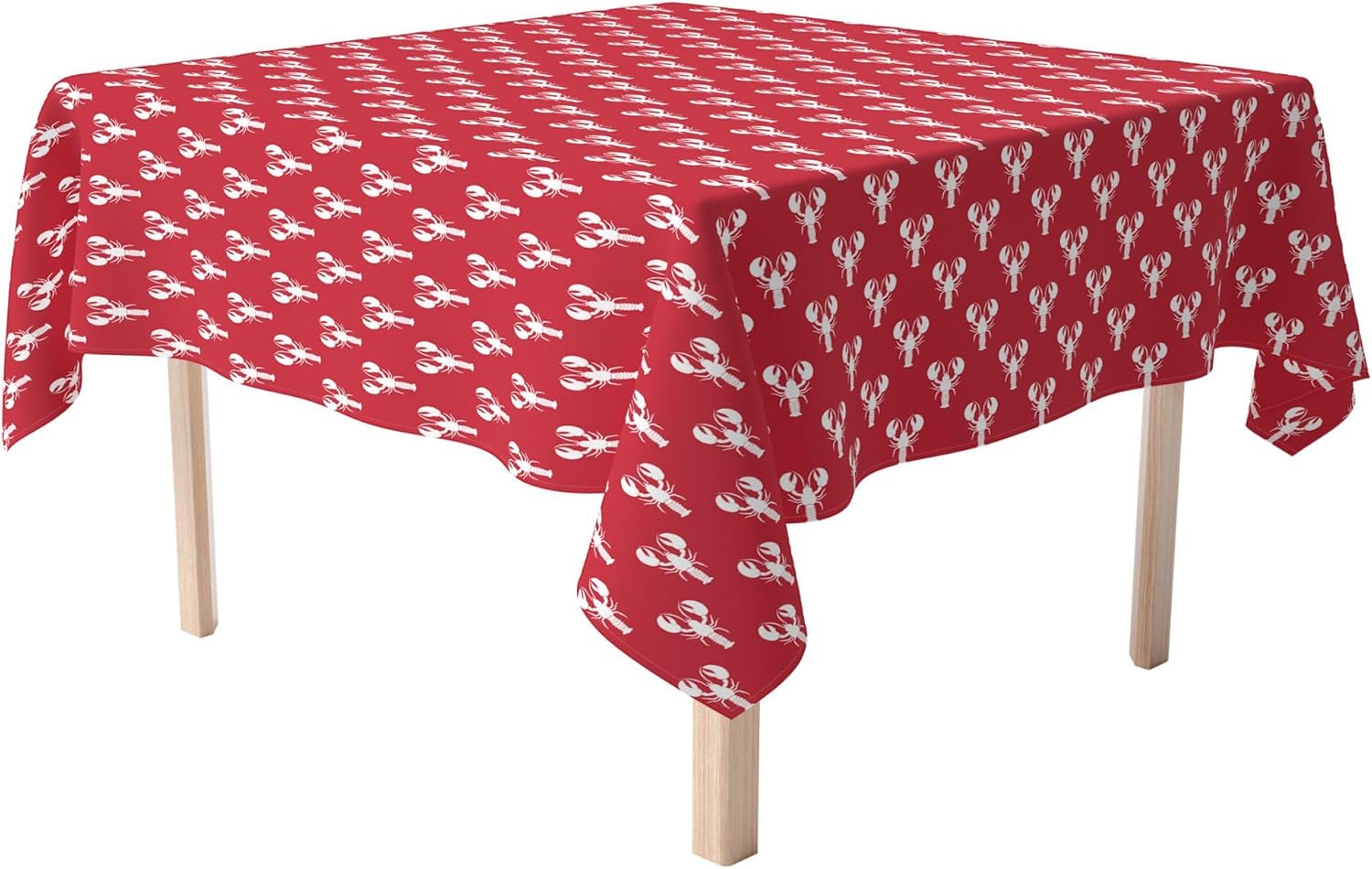 Fabric Textile Products Square Tablecloth, 100% Milliken Polyester, Machine Washable, 90x90, Maine Lobster