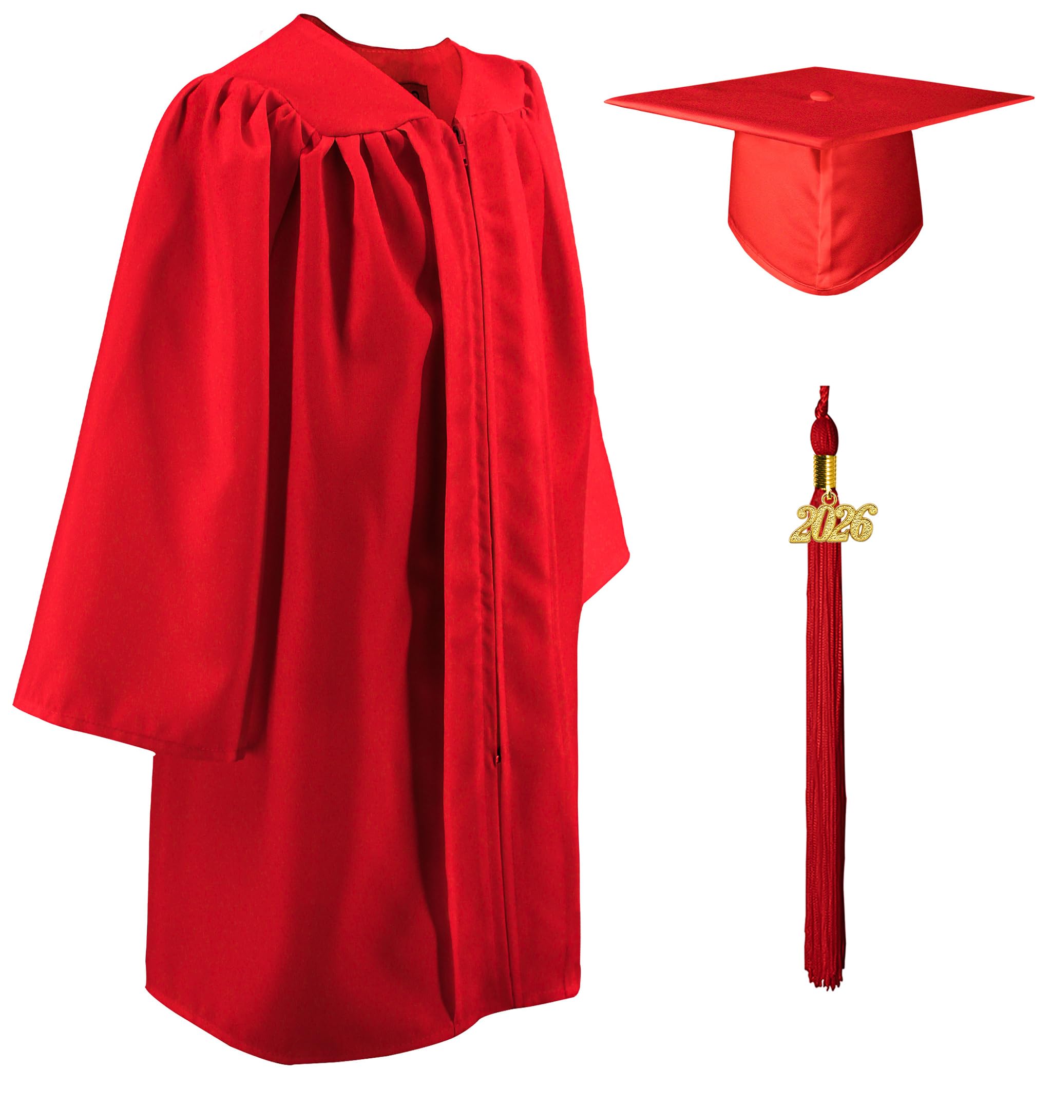GraduatePro Kids Graduation Cap and Gown with 2026 Tassel Child Nursery Preschool Kindergarten Toddler Costume Outfit Set Red 36=131-138