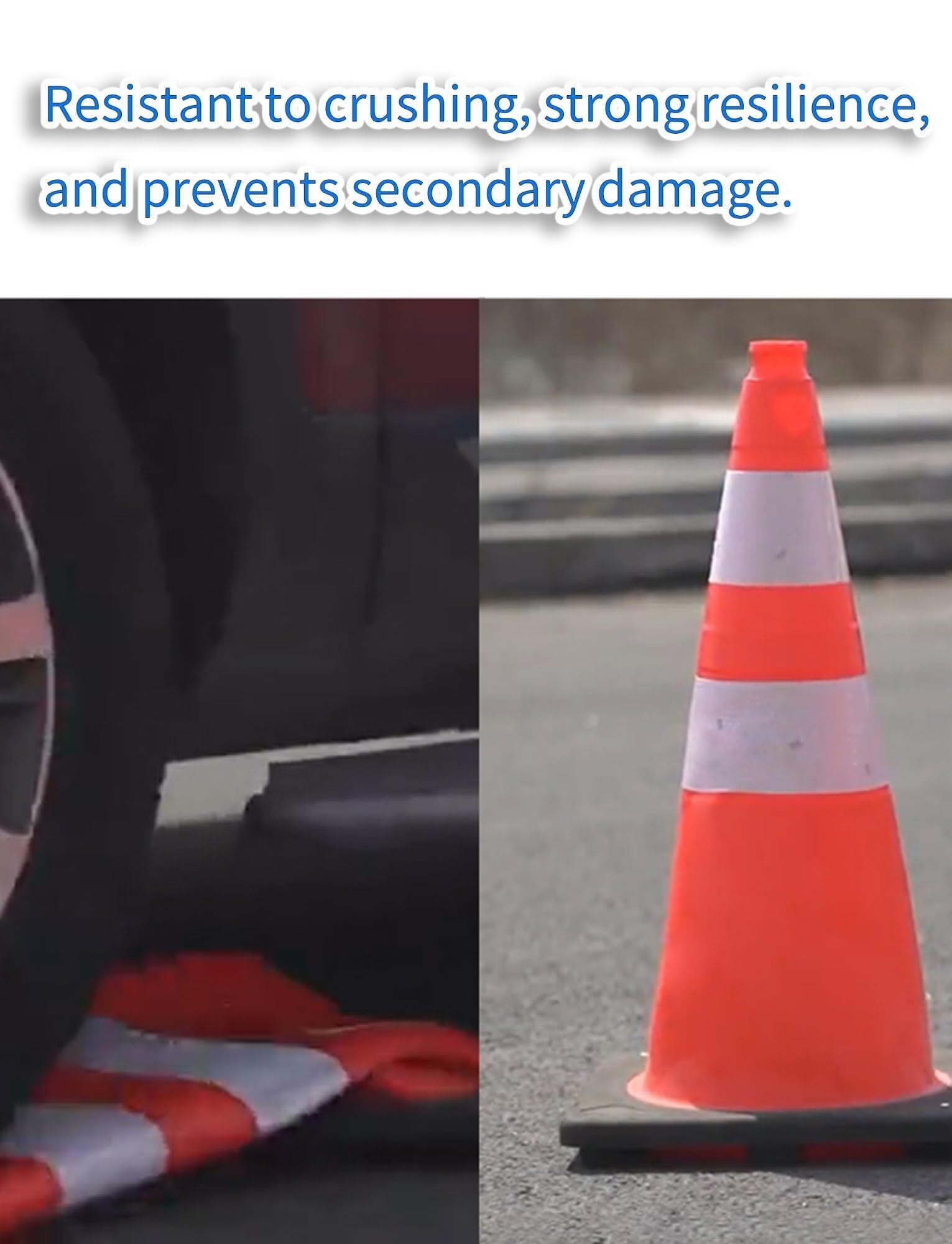Lot de 4 cônes de signalisation en TPU résistant aux intempéries, avec Bandes réfléchissantes et Bases lestées, for Le stationnement et Les Chantiers.