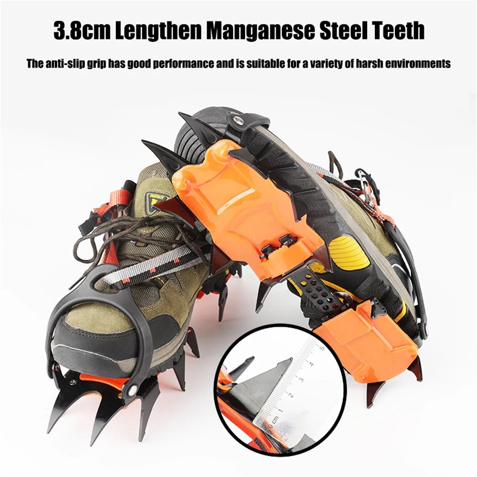 Steigeisen 12Teeth Ice Snow Grips for Boots Anti-Slip Covers for Shoes Outdoor Crampons Professional Stainless Steel Shoe Spikes für Wanderschuhe