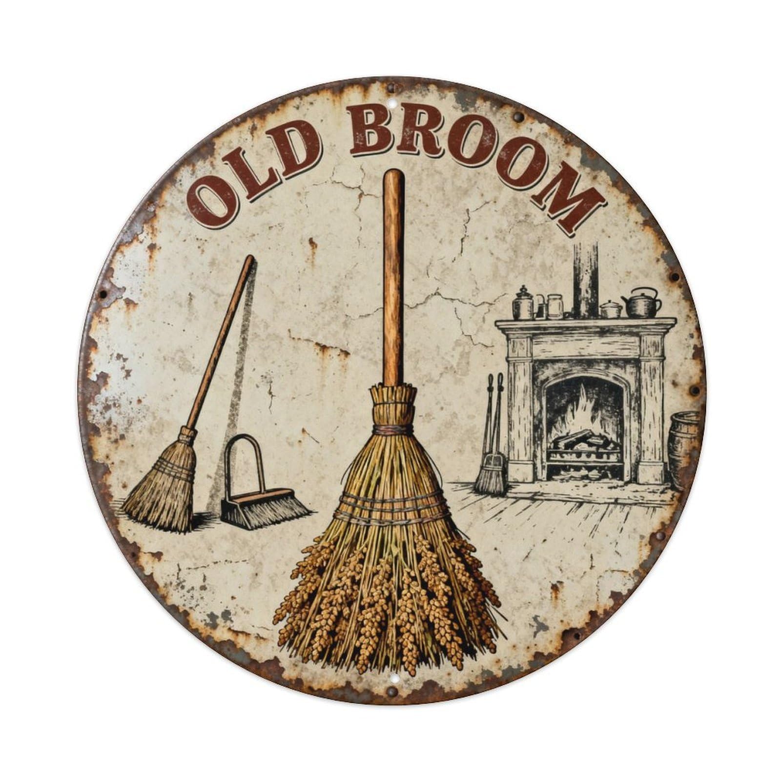 OLD BROOM Metal Tin Sign Plaque