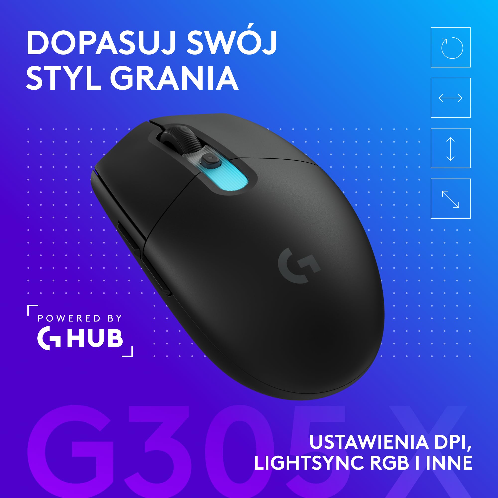 Logitech G G316 X 98, klawiatura do gier,8 kHz,wymienne sprężynujące przełączniki,konstrukcja uszczelkowa,US INT'L QWERTY+G305 X SUPERLIGHT bezprzewodowa mysz gamingowa,lekka 61 g ładowalna, PC-Czarny