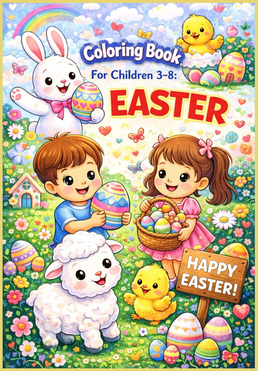 Coloring Book For Children 3-8: EASTER.: Cute and Fun Easter Coloring Pages with Bunnies, Eggs and Spring Joy