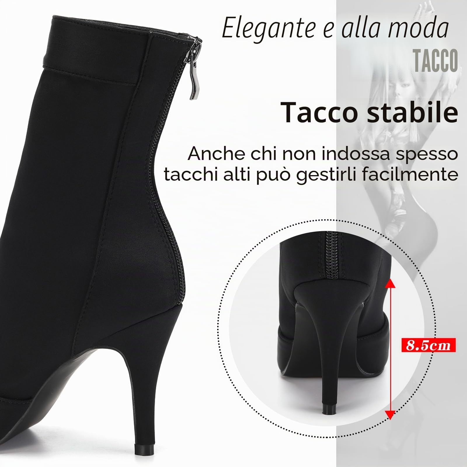 SWDZM Scarpe da Ballo Stivaletto Latino Americano Donna Punta Aperta con Tacco Alto Stivaletti da Sala Festa