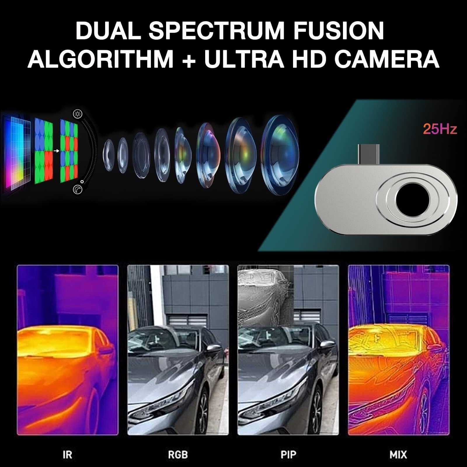 Cámara térmica infrarroja, NF-583S Cámara térmica Smartphones Imager Resolución IR 256X192 for lugares de fábrica construcción viviendas