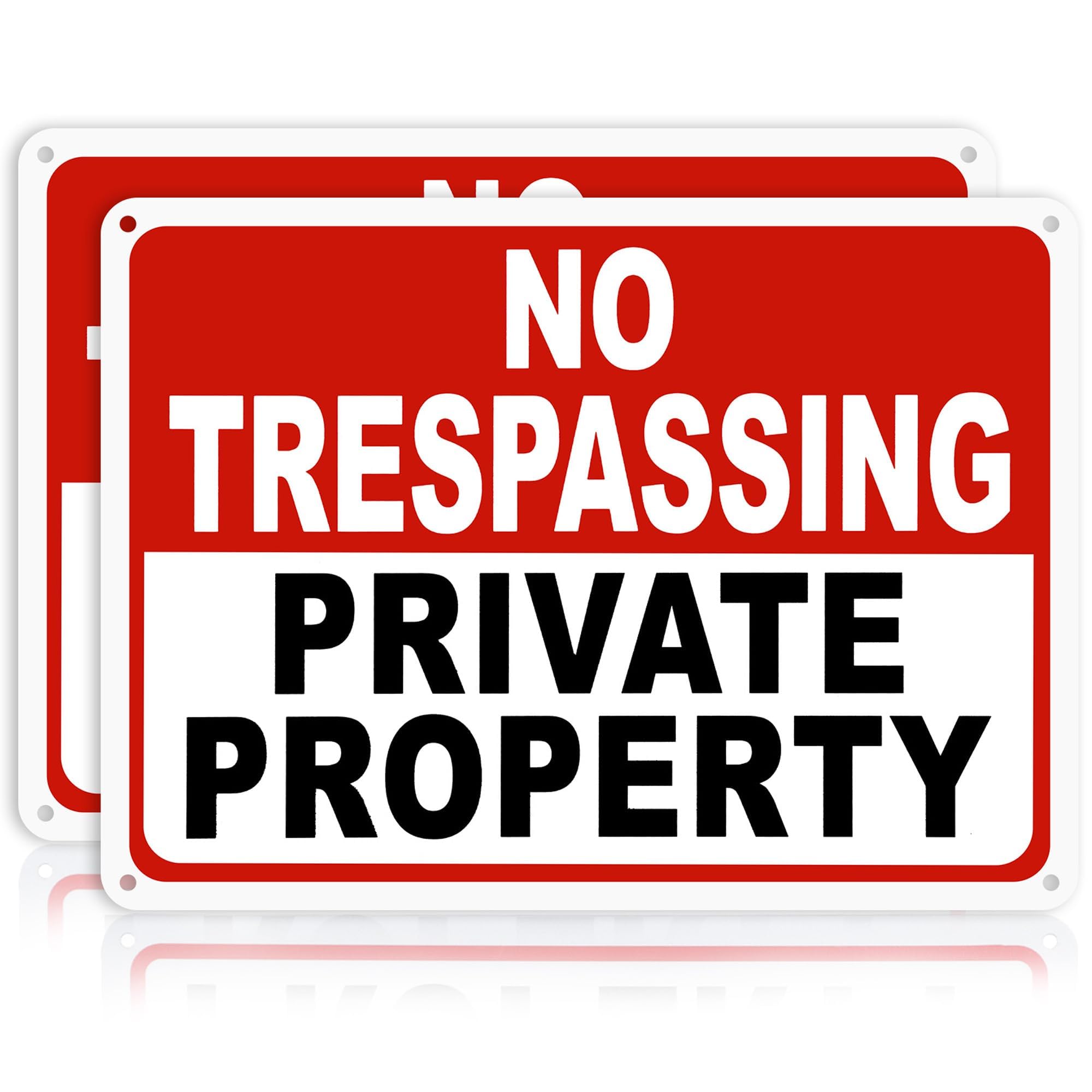 2 Pack No Trespassing Signs Private Property – 10x7 Inch 40 Mil Rust Free Aluminum, Reflective Warning Sign, UV Printed, Weatherproof & Easy to Mount, High Visibility Security Sign for Home & Business — Amazon image 14