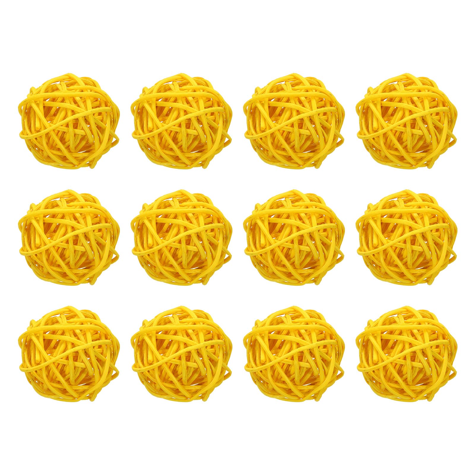 Uxcell 12 Pcs Wicker Rattan Balls 1.6 Inch Rattan Decorative Balls for Centerpiece Bowls Vase Fillers Home Decor Yellow