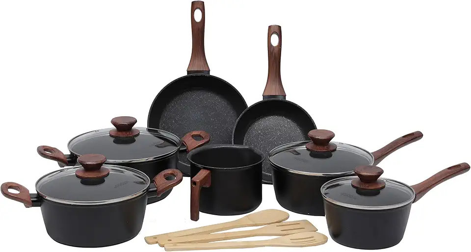 Mimo Style, Conjunto de Panelas com 10 Peças Indução Style Cook Black Bambu