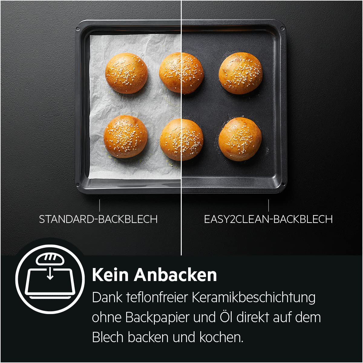 AEG Easy2Clean Backblech mit Antihaftbeschichtung, ohne Backpapier direkt auf dem Backofenblech backen, Keramikbeschichtung erleichtert Reinigung, PT/PF frei, COTE2CTRAY, BxTxH: 46,6 x 38,5 x 2,2 cm