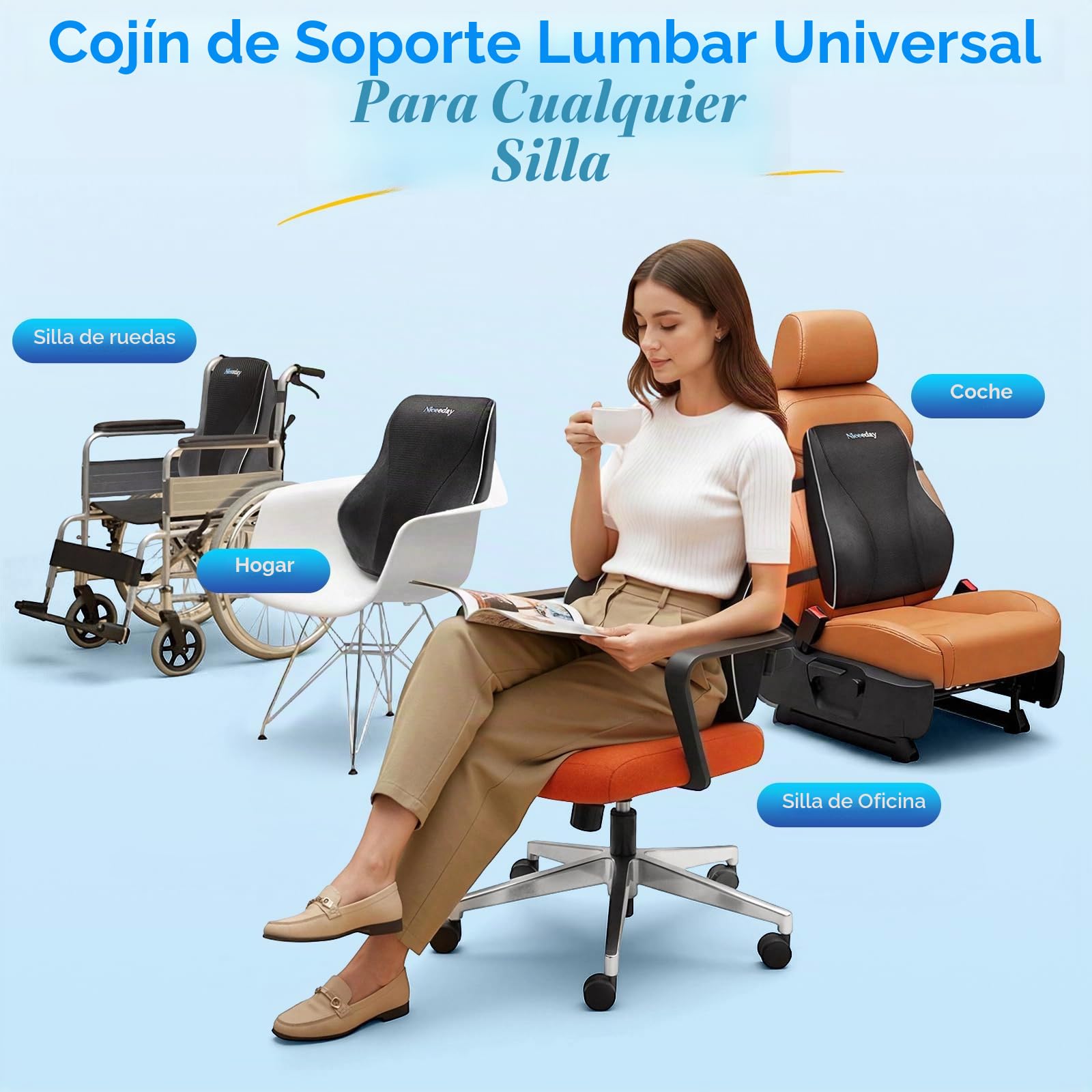 Niceeday Almohada de Apoyo Lumbar