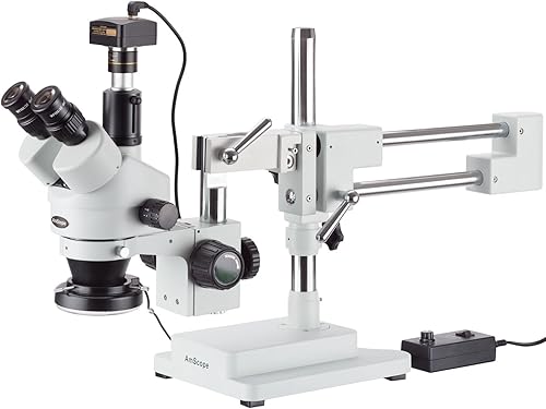 Miniatura 5 de AmScope sm-4tz-80s Professional trinocular zoom microscopio, WH10X Oculares estéreo, 3,5x -90X Zoom de Ampliación, 0.7x -4.5X lente, 80-bulb Anillo