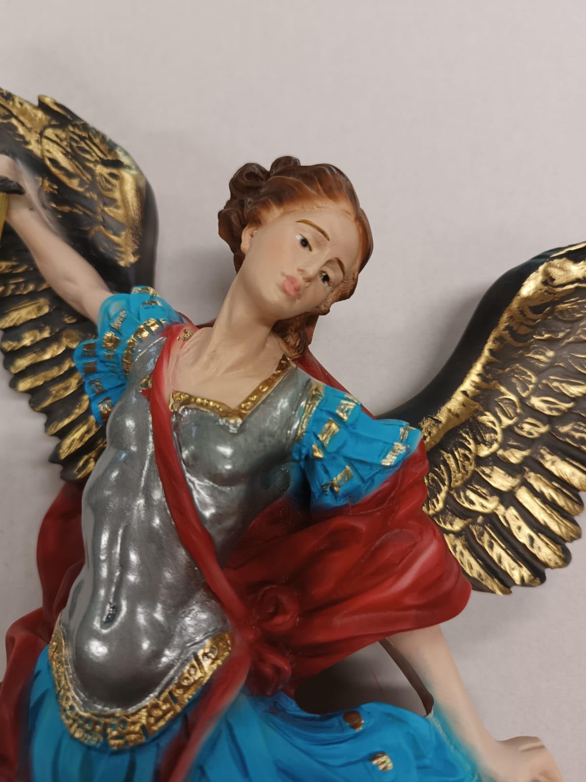 Generico ArteSacraCaravaggio Statua di San Michele Arcangelo cm 36 (14,17 inches) in marmo resina piena decorata a mano di produzione artigianale italiana