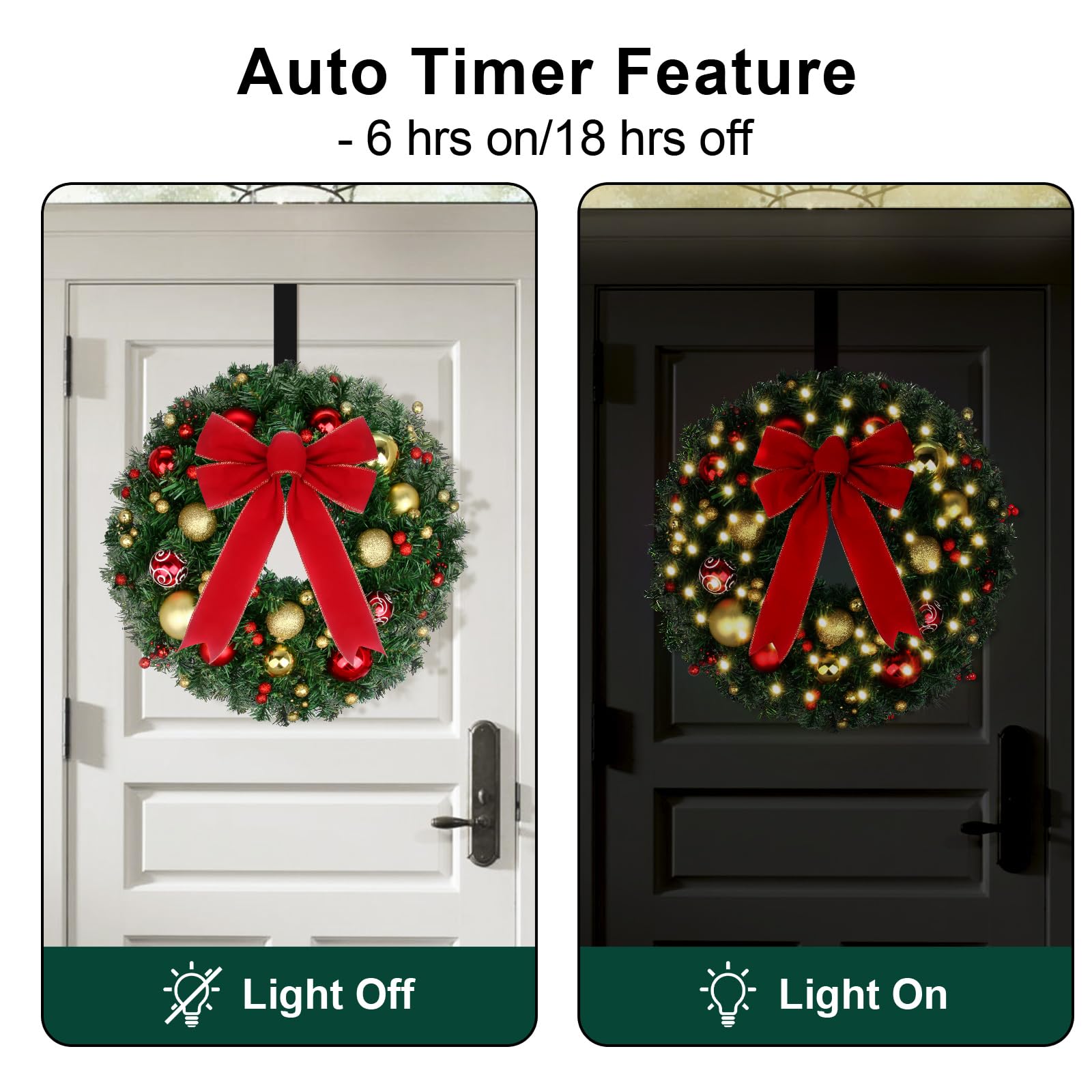 Amazon.co.jp: 24インチ ライト付きクリスマスリース ライト付き - 50