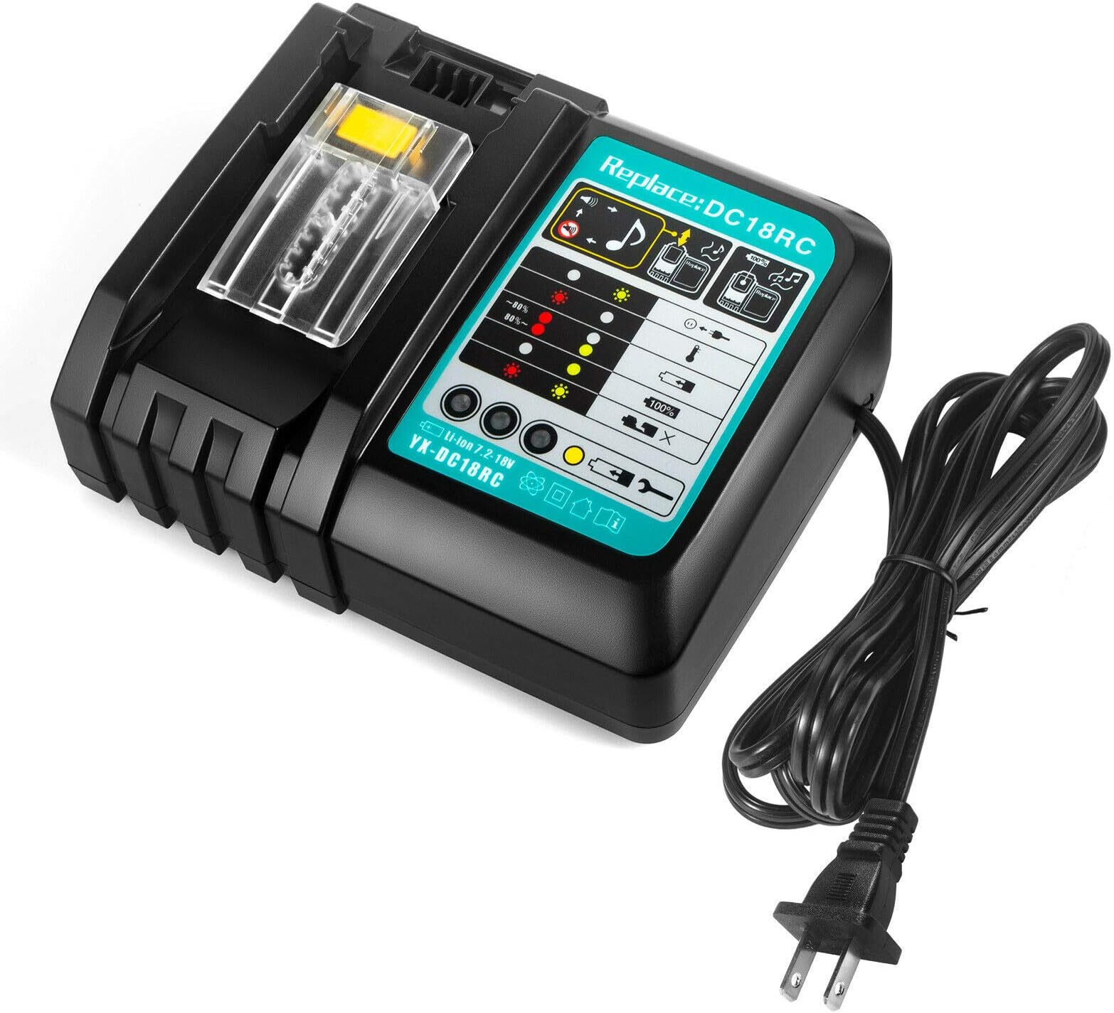 JANRI Replacement DC18RC Rapid Power Tools Lithium-Ion Drill LXT Battery Charger 14.4V-18V for Makita BL1415 BL1420 BL1425 BL1430 BL1850 BL1860 8L1440 BL1445 BL1450 BL1460 BL1475 BL1490 BL1815