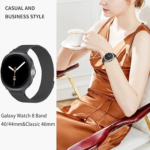 Vista 102 de GOLDTOLUCK Stainless Steel Band Compatible with Samsung Galaxy Watch 8 7 6 5 4 Classic FE Pro 40mm 44mm 46mm 43mm 47mm 45mm 42mm 20mm Men Women Negro