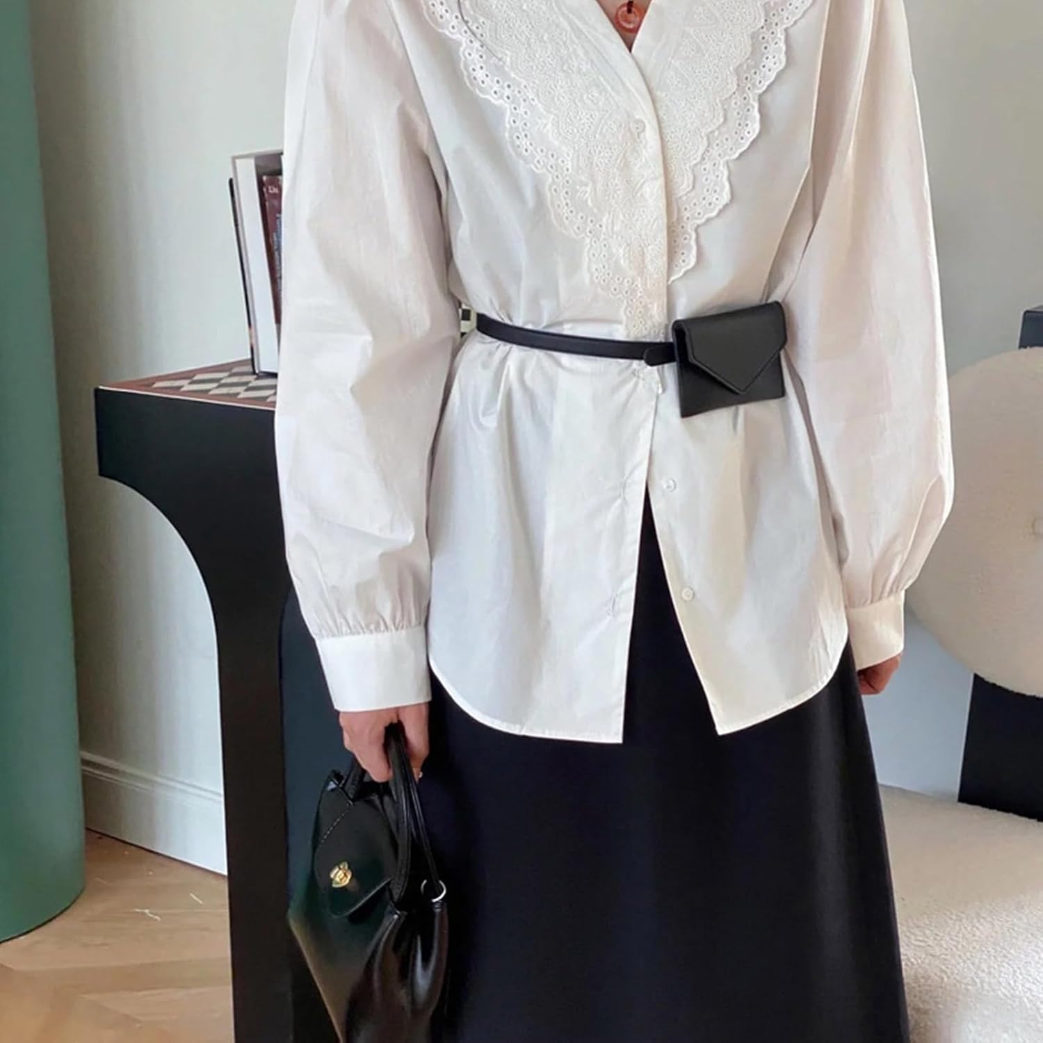 Korean Styles Fashionable Small Waist Bag for Women PU Leather Belt Bags with Stylish Design and Multiple Compartments - Image 6