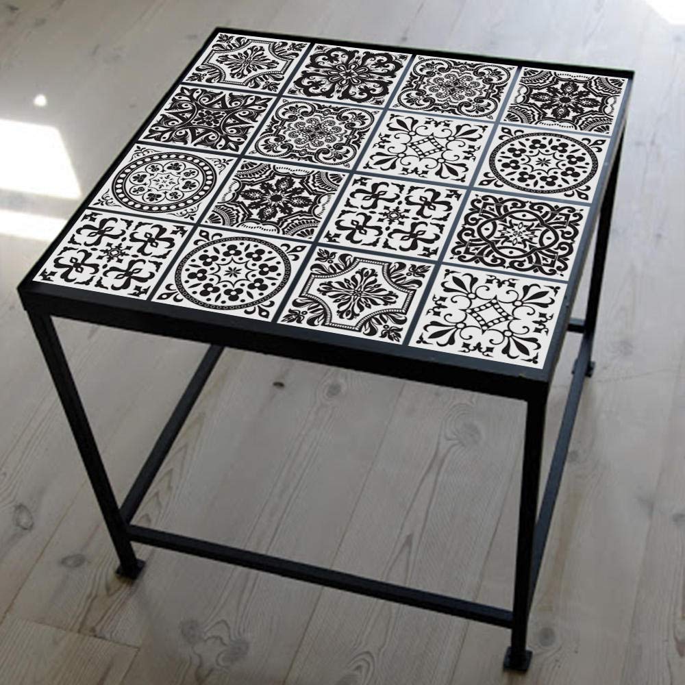 Pegatinas para azulejos de cocina, baño, 25 cm x 25 cm, azulejos blancos y negros, impermeables, autoadhesivas, cocina, baño, sala de estar, TV, decoración de fondo, 1 juego de 10 piezas